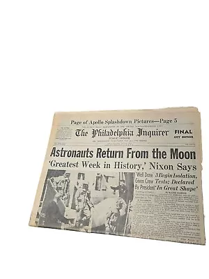 Philadelphia Inquirer Newspaper July 25 1969 Astronauts Return From The Moon • $29.99