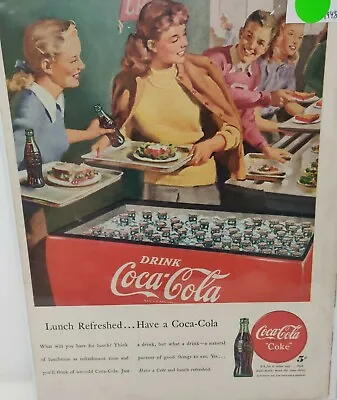 £21.49 • Buy 1948 Vintage Coke Coca Cola Soda Original Magazine Ad Girls Boy Cafeteria Cooler
