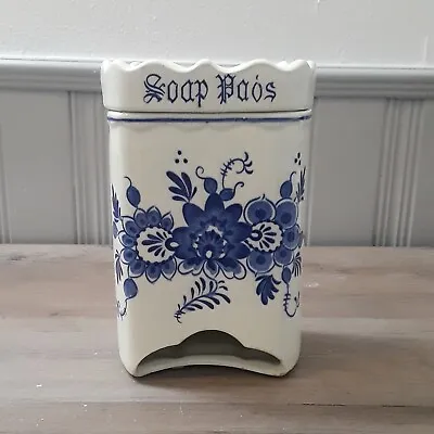 Vintage Blue And White Soap Pad Steel Wool Holder • $20