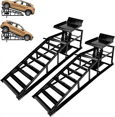 2 Pack Hydraulic Car Ramps 5T 10000lbs Low Profile Car Lift Service Ramps Black • $231.09