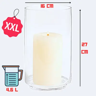 27CM TALL Pillar Candle Holder John Lewis Clear Glass Hurricane Church Candle XL • £10.79