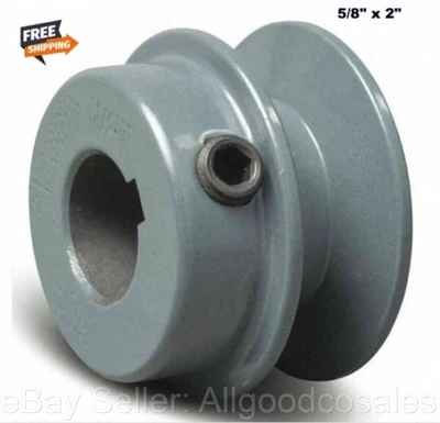 $18.98 • Buy V-Belt Motor Pulley  Solid Cast Iron  5/8  Bore X 2  Dia  Set Screw  Fixed Bore