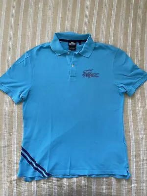 Lacoste Polo Johnathan Adler Design Size 5 Blue Short Sleeve Big Croc . Preppy . • $40