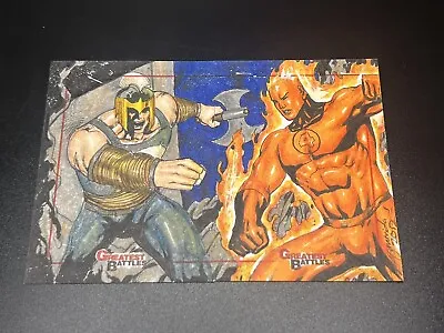 Marvel Greatest Battles Sketch Cards By Mark Marvida Human Torch • $125