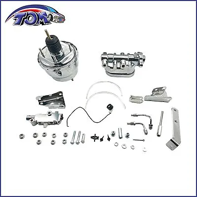 A-Body Chrome 7  Dual Power Booster Milled Master Cylinder & Bracket Disc Drum • $161.60