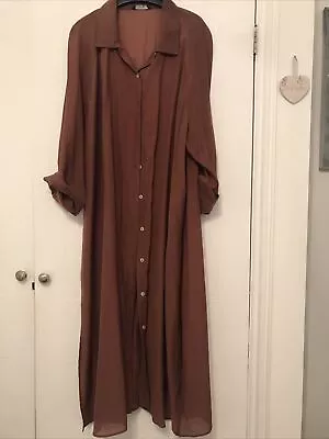 Lagenlook Next Long Brown Shirt Dress Size 22 • £7.50