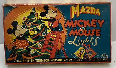 Vtg Mazda Disney Mickey Mouse Christmas Tree Lights Original Box & 12 BELLS 🔔 • $120