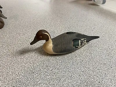 Vintage Signed Clarence Bauer Miniature 5.5  PINTAIL DRAKE Wooden Duck Decoy • $31.95