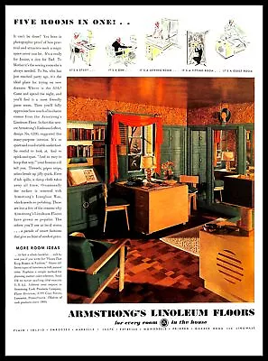 1937 Armstrong Linoleum Floors Vintage PRINT AD Home Decor House Den Room Ideas  • $8.99