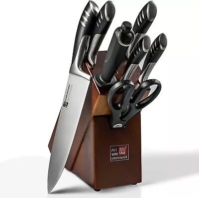 Premium 8 Piece German Steel Kitchen Knives Set With Wood Block Chef Knife Set • $91.99