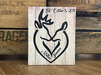 Rustic Deer Valentine's Day Wedding Gift Buck And Doe Custom Marriage Canvas • £144.69