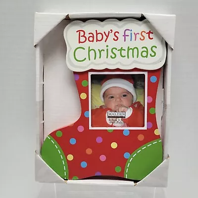 New Baby's First Christmas Picture Frame Red Stocking Malden • $10