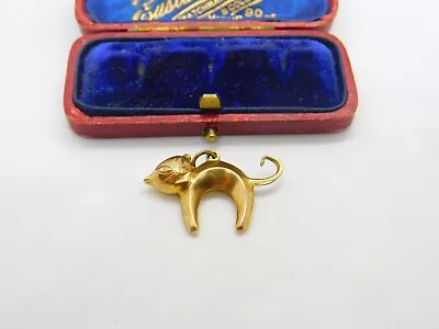 9ct Yellow Gold Cartoon Cat Charm Or Pendant 1968 London • £85