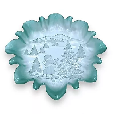 Mikasa Christmas Story Spruce Green Ruffled 9 3/4  Glass Plate Candy Dish • $12.95