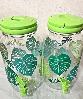 Tropical Leaves Plastic Beverage Dispenser 3.7 Ltr  1 Gallon ( Pack Of 2 3 & 4 ) • $21.99