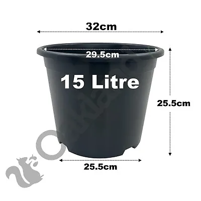 15 Litre Black Plant Pots Plastic Round Flower Pot L LT High Quality Moulded • £312.85