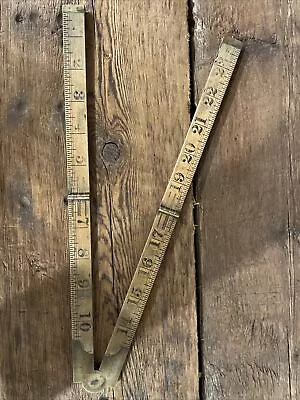 Antique Rabone #1170 Wooden Folding Ruler Boxwood Brass 24in • $20