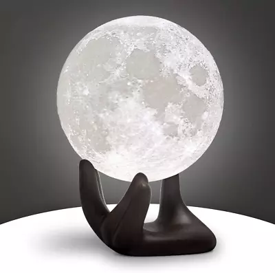 BRIGHTWORLD Moon Lamp 3.5 Inch 3D Printing Lunar Lamp Night Light W Black Hand • $14.99