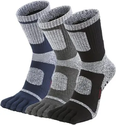 3Pairs Five Finger Toe Socks Cushioned Men Terry Athletic Boot Ankle Crew Winter • $13.67