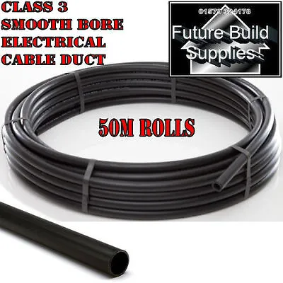 Electric Cable Duct Ducting 50mm ID 60mm OD X 50m Smooth Bore Coil Black  • £269.29