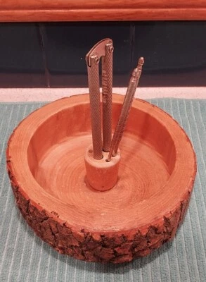$9.99 • Buy Wood Nut Cracker Bowl Set Utensils Live Edge Tree Bark