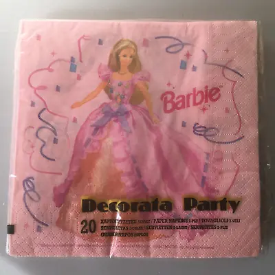 20x Vintage Barbie Paper Napkins 1997 Mattel Pink Princess Decoration NOS - RARE • $23.60