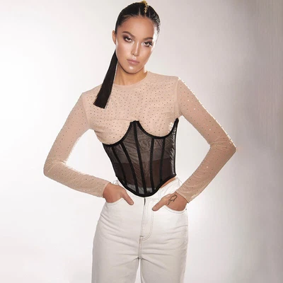 £14.29 • Buy Women's Bustier Boned Corset Waist Training Underbust Mesh Corset Body Shaper