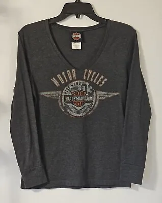 Harley Davidson Shirt Women's Long Sleeve Dark Gray El Paso TX 2014 Size M • $15.99