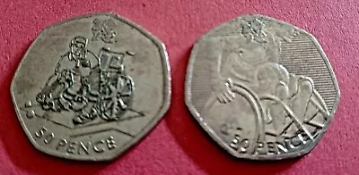 2 X Olympic 50p Coins Wheelchair Rugby And Wheelchair Boccia Circulated • £2.79