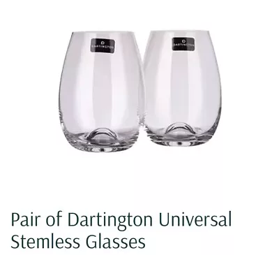 Dartington Pair Of Stemless Wine Glasses BNWB • £9.99