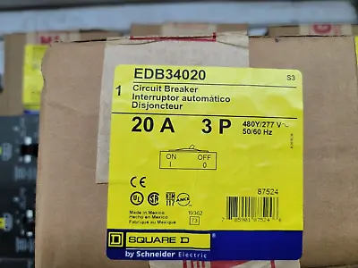 Square D - Edb34020 - Type Edb - 20a 480v 3 Pole Bolt-in Breaker - New In Box • $200