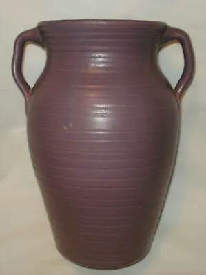 Arts & Crafts Zanesville Stoneware Pottery 523 Matte Lavender Purple Ribbed Vase • $75