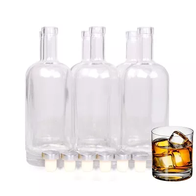 6 X 1000ml 1 Litre Glass Spirits Liquor Whiskey Rum Bottles With Silver Cork • $39.99