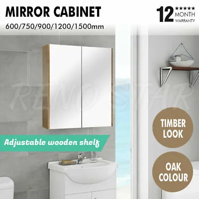 600/750/900/1200/1500*720*150mm Mirror Shaving Cabinet PVC Timber Look Oak • $619