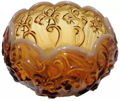 Vintage Fenton Glass Rose Bowl Amber Cameo Opalescent  5 1/2  D   3 3/4  T • $31.67