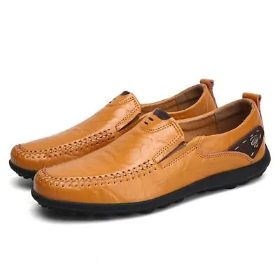 Genuine Leather Men's Casual Shoes Loafers Comfort Slip-on Driving Dress Shoes • $27.99