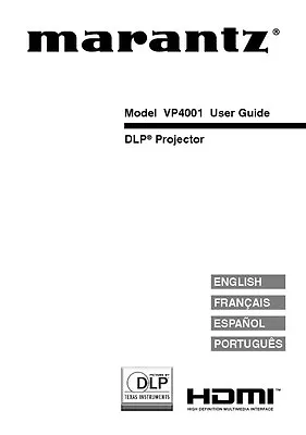 Marantz VP4001 DLP Projector Owners Manual • $21.99