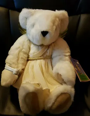 Vermont Teddy Bear Angel  With Gold Ropes & Bow And Wings  • $36