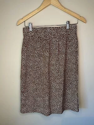 J. Crew Factory Brown & White Polka Dot Pull On Pencil Skirt Sz Sm Petit Pockets • $20