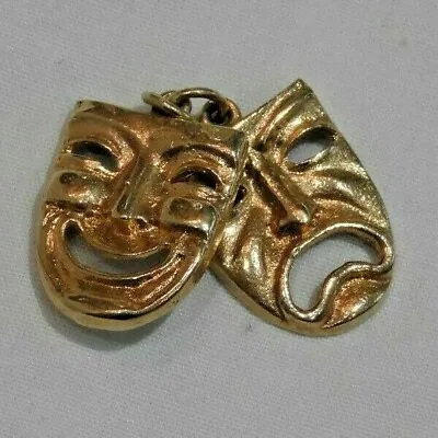 £301.59 • Buy 14K Yellow Gold Comedy Tragedy Theater Masks Charm