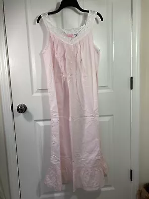 Vintage Honors Intimates 100% Cotton Nightgown CottageCore Eyelet Pink SZ:M 829C • $34.99