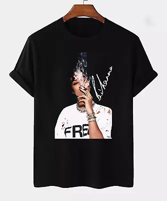 Rihanna Smoking Signed Men T-shirt Black Short Sleeve All Sizes - Free Shippping • $16.99