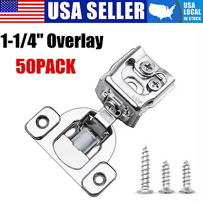 50 Pack 1-1/4  Overlay Soft Close Face Frame Compact Concealed Cabinet Hinges • $60.89