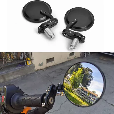 CNC Motorcycle Round Rearview Side Mirror 7/8 For Harley Davidson Street 750 500 • $32.11