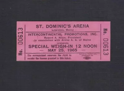 1965 CASSIUS CLAY Vs SONNY LISTON WEIGH IN Full Boxing Ticket MUHAMMAD ALI Boxer • $150