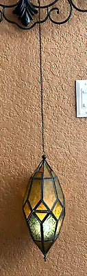 VTG MOROCCAN STYLE Lantern Candle Holder HANGING DISTRESSED NEED CLEANING • $29.99