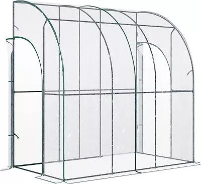 Outsunny Outdoor Walk-In Lean To Wall Tunnel Greenhouse With Zippered Roll Up D • £53.17