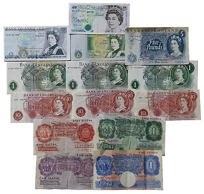 Old British Bank Notes 10 Shillings One Pound £1 Five Pounds £5 Choose Your Type • £3.99