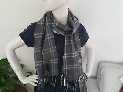 $14.99 • Buy New Steve Madden Women's Scarf Gray Baby Blue Plaid Pattern Made In Italy