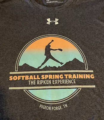 Under Armour Loose T Shirt M Grey Softball Spring Training Ripken Experience • $12.99